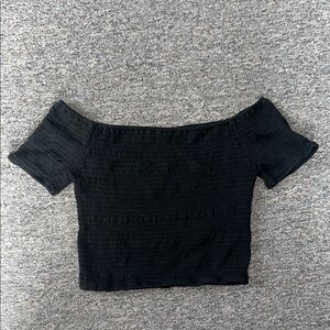 Smocked Off the Shoulder Crop Top